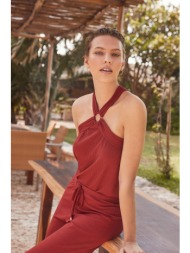 orsay γυναικείο ribbed top με crossover τιράντες - 104137-377000 κόκκινο