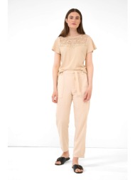 orsay γυναικείο παντελόνι με ελαστική μέση - 324279-634000 μπεζ