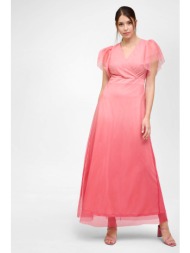 orsay γυναικείo maxi φόρεμα κρουαζέ με puff μανίκια - 475024-211000 κοραλί