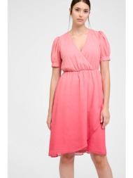 orsay γυναικείο mini φόρεμα κρουαζέ με puff μανίκια - 475025-211000 κοραλί