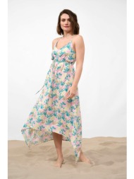 orsay γυναικείο midi φόρεμα floral ασύμμετρο - 462104-990000 ροζ