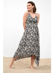 orsay γυναικείο maxi φόρεμα floral ασύμμετρο - 462104-660000 μαύρο