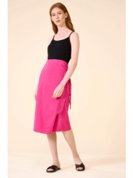 orsay γυναικεία midi φούστα μονόχρωμη με ζώνη στο πλάι - 710277-375000 φούξια