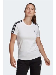 adidas γυναικείο t-shirt με κεντημένο λογότυπο `εssentials 3 stripes` - gl0783 λευκό