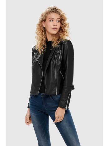 only γυναικείο faux leather jacket μονόχρωμο - 15153079
