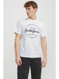 jack & jones ανδρικό t-shirt με λογότυπο και lettering regular fit - 12247972 λευκό