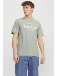 jack & jones ανδρικό t-shirt με λογότυπο και lettering regular fit - 12247972 πράσινο μέντας