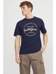 jack & jones ανδρικό t-shirt με λογότυπο και lettering regular fit - 12247972 μπλε σκούρο