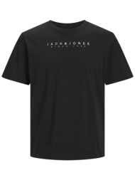 jack & jones ανδρικό t-shirt μονόχρωμο με logo print regular fit - 12247985 μαύρο