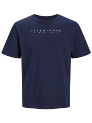 jack & jones ανδρικό t-shirt μονόχρωμο με logo print regular fit - 12247985 μπλε σκούρο