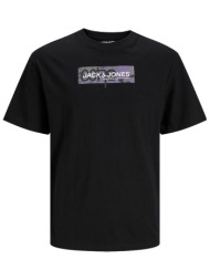 jack & jones ανδρικό t-shirt με graphic logo print relaxed fit - 12253477 μαύρο