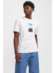 jack & jones ανδρικό t-shirt με graphic print relaxed fit - 12250421 λευκό