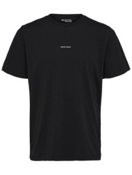 selected ανδρικό t-shirt μονόχρωμο με logo print regular fit - 16090740 μαύρο