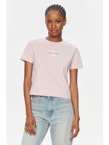 ck jeans γυναικείο t-shirt cropped με κεντημένο logo