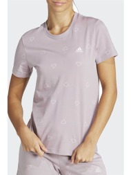 adidas γυναικείο αθλητικό t-shirt με all-over print `essentials monogram slim` - is4077 ροζ