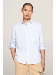 tommy jeans ανδρικό πουκάμισο με ριγέ σχέδιο και κεντημένο λογότυπο classic fit - dm0dm18956 μπλε αν