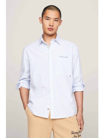 tommy jeans ανδρικό πουκάμισο με ριγέ σχέδιο και κεντημένο