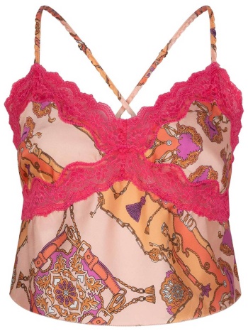 love stories γυναικείο τοπ με εμπριμέ print και δαντέλα