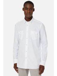 boggi milano ανδρικό πουκάμισο μονόχρωμο με τσέπες regular fit - bo23a043601 λευκό