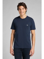 lee ανδρικό t-shirt μονόχρωμο με logo patch regular fit - l60ufq35-** μπλε σκούρο