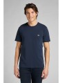 lee ανδρικό t-shirt μονόχρωμο με logo patch regular fit - l60ufq35-** μπλε σκούρο