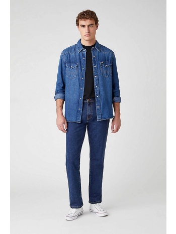 wrangler® ανδρικό τζην παντελόνι μονόχρωμο με ραφές σε