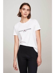 tommy hilfiger γυναικείο βαμβακερό t-shirt μονόχρωμο με contrast logo print - ww0ww31999 λευκό
