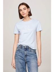 tommy hilfiger γυναικείο t-shirt μονόχρωμο με contrast logo print slim fit - ww0ww41761 γαλάζιο