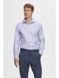 selected ανδρικό πουκάμισο μονόχρωμο textured regular fit - 16090196 μπλε ανοιχτό