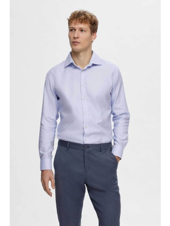 selected ανδρικό πουκάμισο μονόχρωμο textured regular fit 