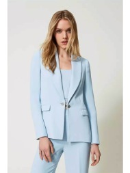 twinset γυναικείο σακάκι με μεταλλικά κουμπιά straight fit - 241tp2170 γαλάζιο