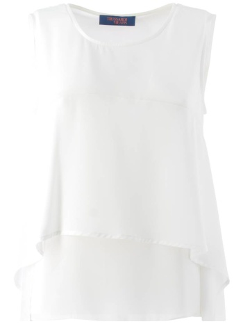 trussardi jeans γυναικεία αμάνικη μπλούζα με layer  σε προσφορά