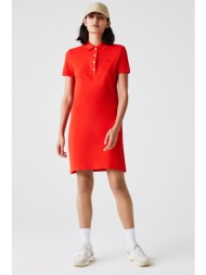 lacoste γυναικείο mini φόρεμα πόλο πικέ με κεντημένο λογότυπο - ef5473 κόκκινο