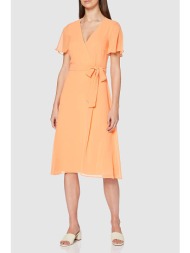 esprit γυναικείο midi φόρεμα με βολάν λεπτομέρειες - 020eo1e335 πορτοκαλί