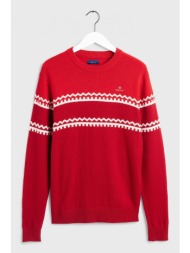 gant ανδρικό πουλόβερ με γεωμετρικό σχέδιο `striped` - 8010033 κόκκινο