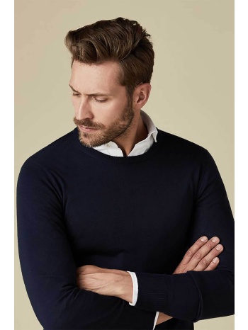 profuomo ανδρικό μάλλινο πουλόβερ μονόχρωμο slim fit 