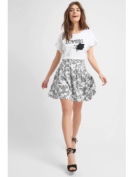 γυναικεία κλος φούστα με φλοράλ και καρό print orsay - 722152-046000 μαύρο