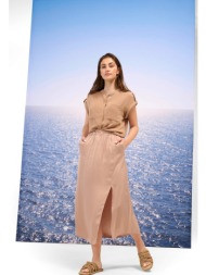 orsay γυναικεία midi φούστα σατινέ με άνοιγμα - 724326-041000 μπεζ