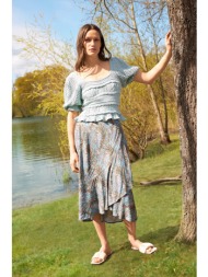 orsay γυναικεία midi φούστα ασύμμετρη με paisley print - 724319-559000 γαλάζιο