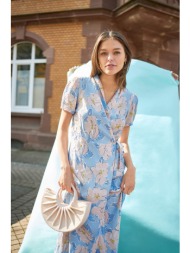 orsay γυναικείo maxi φόρεμα κρουαζέ με all-over floral print - 462107-508000 γαλάζιο