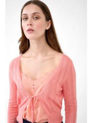 orsay γυναικεία ζακέτα cropped με διάτρητο σχέδιο - 511149-211000 ροζ