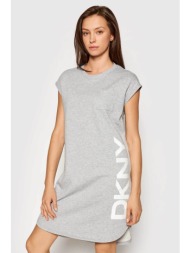 dkny γυναικείο mini φούτερ φόρεμα μονόχρωμο με contrast logo print - p0rd1b2j γκρι