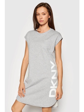 dkny γυναικείο mini φούτερ φόρεμα μονόχρωμο με contrast