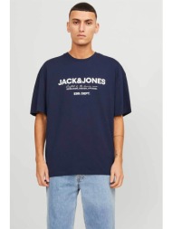 jack & jones ανδρικό t-shirt με logo print και lettering relaxed fit - 12247782 μπλε σκούρο