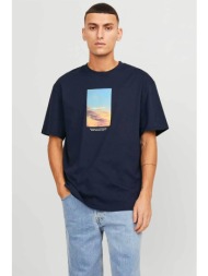 jack & jones ανδρικό t-shirt με graphic print relaxed fit - 12250421 μπλε σκούρο