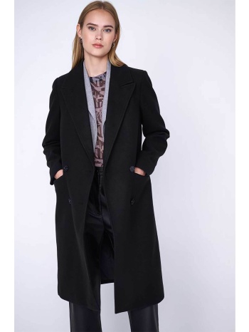 `ale γυναικείο παλτό με σταυρωτό κλείσιμο - 8917758 μαύρο