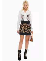 desigual γυναικεία mini φούστα με floral κέντημα `bruna` - 18wwfw05 μαύρο