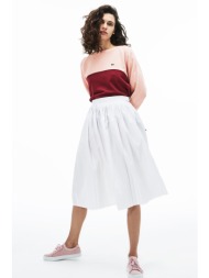 lacoste γυναικεία midi φούστα πλισσέ μονόχρωμη - jf4213 λευκό