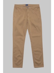 gant ανδρικό παντελόνι μονόχρωμο με θηλιές για ζώνη slim fit - 1500011 καμηλό