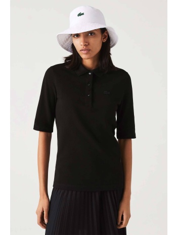 lacoste γυναικεία μπλούζα πόλο μονόχρωμη με 3/4 μανίκι και